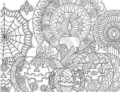 Halloween pumpkin coloring Vector Illustration