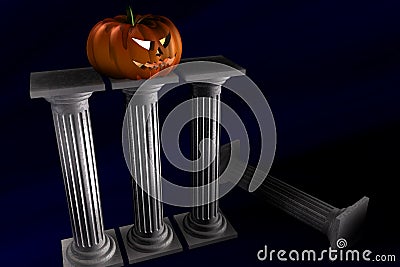 Halloween Pumpkin and columns Stock Photo