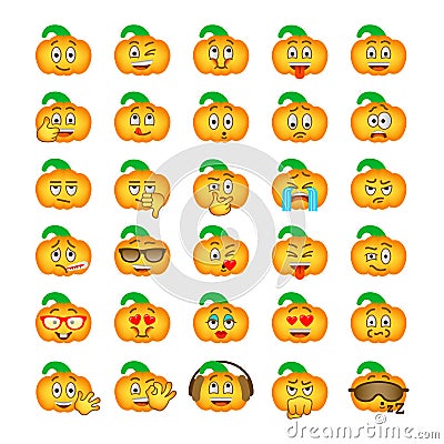 Halloween pumpkin emoji emoticons Vector Illustration