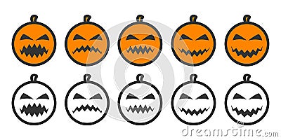 Halloween Pumpkin Emoji icons Vector Illustration