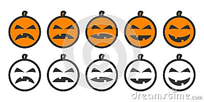 Halloween Pumpkin Emoji icons Vector Illustration