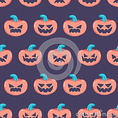 Halloween pumpkin emoji icons pattern Vector Illustration