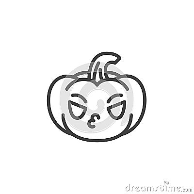 Halloween pumpkin emoji line icon Vector Illustration