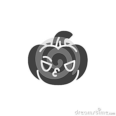 Halloween pumpkin emoji vector icon Vector Illustration