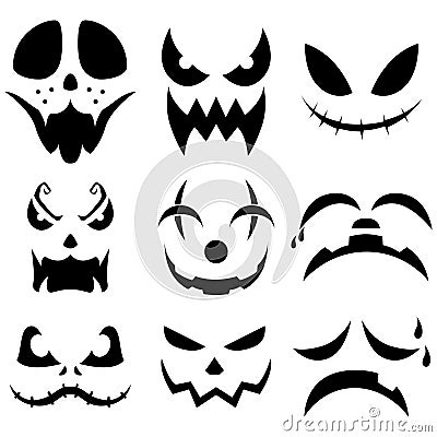 Halloween pumpkin faces vector Vector Illustration