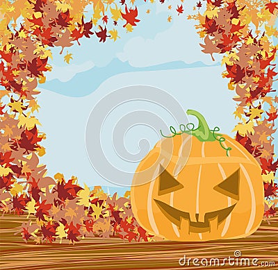 Halloween pumpkin frame Vector Illustration