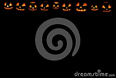 Halloween pumpkin frame set head jack Stock Photo