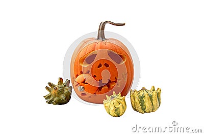 Halloween pumpkin and gourds Stock Photo