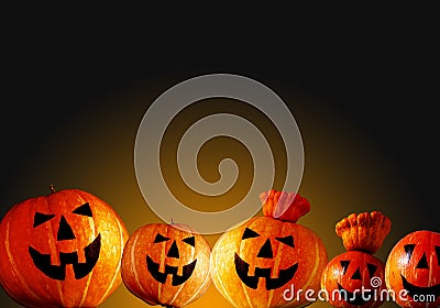 Halloween pumpkin head jack on dark- orange background Stock Photo