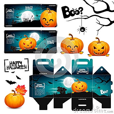 Halloween pumpkin head jack lantern poster Vector Illustration