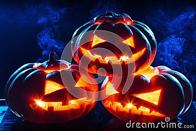 Halloween pumpkin head jack lantern Stock Photo