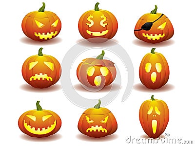 Halloween pumpkin icons Vector Illustration