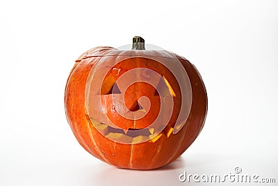 Halloween Pumpkin, inside lit by light, creepy loo Stock Photo