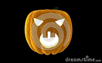 Halloween Pumpkin Jack O Lantern 3d rendering isolated on black background with place for text Stock Photo