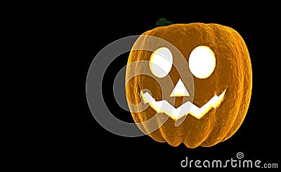 Halloween Pumpkin Jack O Lantern 3d rendering isolated on black background with place for text Stock Photo