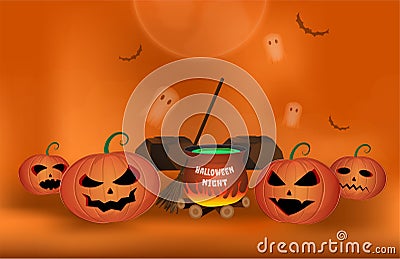 Halloween Pumpkin orange background Vector Illustration