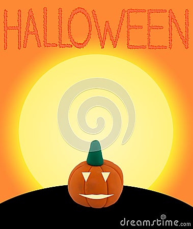 Halloween pumpkin on orange background with text Stock Photo