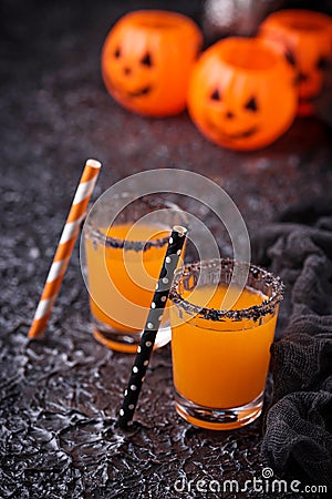 Halloween pumpkin orange cocktails Stock Photo