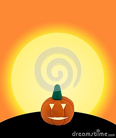 Halloween pumpkin on orange Stock Photo