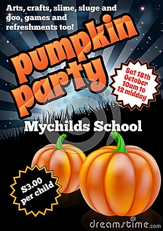 Halloween Pumpkin Party Flier Vector Illustration