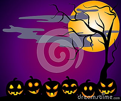 Halloween Pumpkin Patch Faces Stock Photo