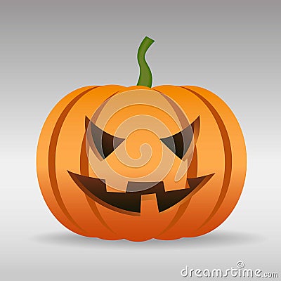 Halloween pumpkin with scary face isolated Vector Illustration