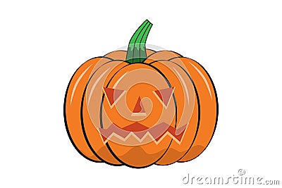 Halloween pumpkin with scary face isolated on white background Vector Illustration