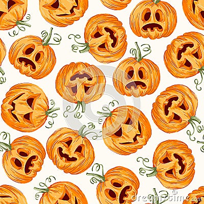 Halloween pumpkin seamless pattern Vector Illustration