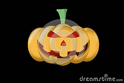 Halloween pumpkin with a sinister grin on an black background. Stock Photo