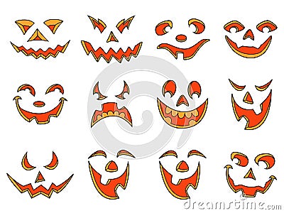 Halloween pumpkin smiles and grimaces Vector Illustration
