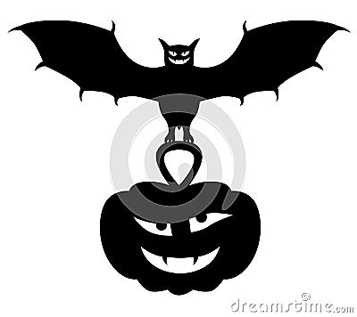 Halloween pumpkin and vampire Vector Illustration