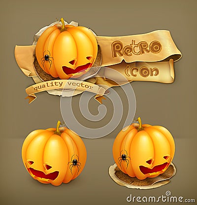 Halloween Pumpkin, vector icons Vector Illustration