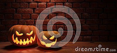 Halloween Pumpkins Background 3D Render Cartoon Illustration