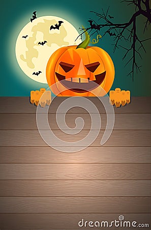 Halloween Pumpkins Board Wallpaper Stock Photo