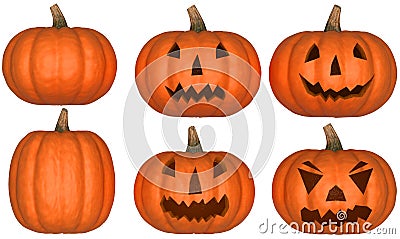 Halloween pumpkins collection isolated Stock Photo