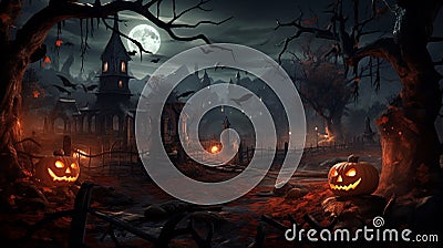 Halloween pumpkins with cut faces and candles Stock Photo