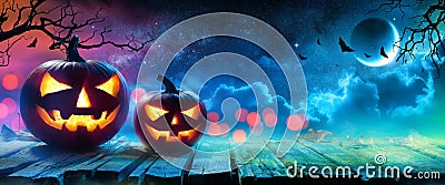 Halloween Pumpkins Glowing Stock Photo