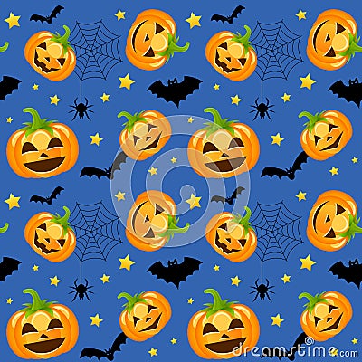 Halloween Pumpkins Seamless Vector Illustration