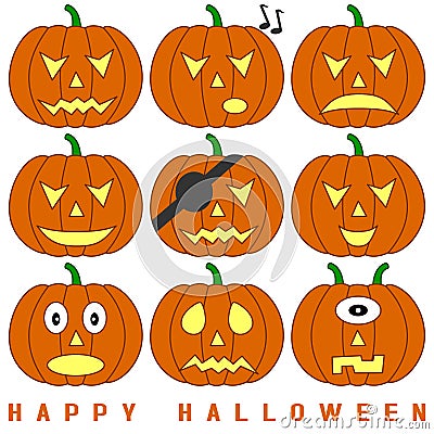 Halloween Pumpkins Set Vector Illustration