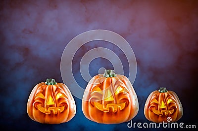 Halloween pumpkins on the smokey background Stock Photo