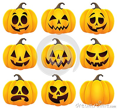 Halloween pumpkins theme set 1 Vector Illustration