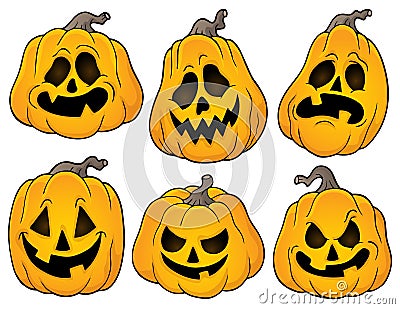 Halloween pumpkins theme set 2 Vector Illustration