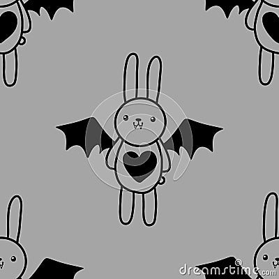 Halloween rabbit vampire seamless cartoon pattern for wrapping and clothes print and kids and fabrics Cartoon Illustration