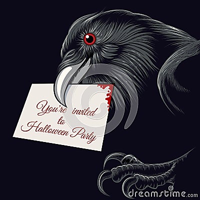 Halloween Raven Vector Illustration