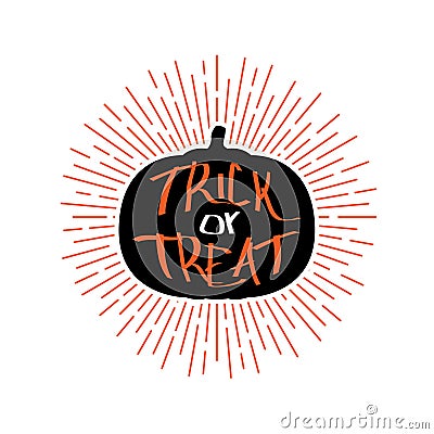 Halloween retro emblem with quote Trick or Treat. Vector Illustration