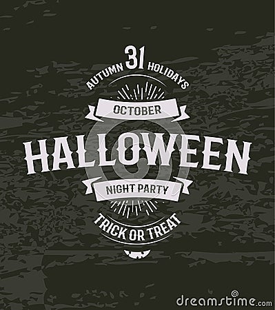 Halloween retro invitation. 31 october holiday day card. Halloween vintage party poster. Vector Illustration