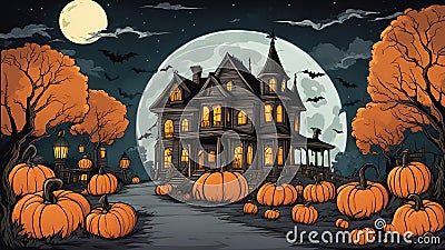 Halloween's Spine-Tingling Ambiance Stock Photo