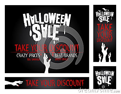 Halloween sale banners. Vector Illustration