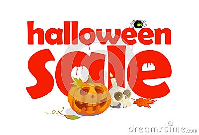 Halloween sale design with letters of blood. Vector Illustration