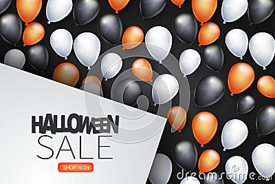 Halloween sale design poster page for advertisement or invitation to a trick or trat october 31 nights. Black, white, and orange h Vector Illustration